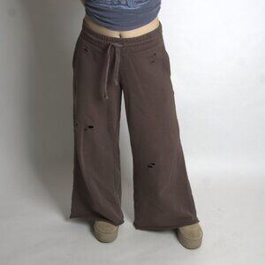 Aerie Skater Wide Leg Pants Size XS Brown w/holes